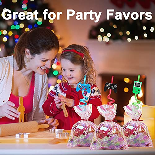 24 Video Game Party Favors Game Controller Drinking Straws Goodie Gifts for Kids Gamer Birthday Party Supplies, Game On Party Supplies with 2 PCS Cleaning Brushes - view 5