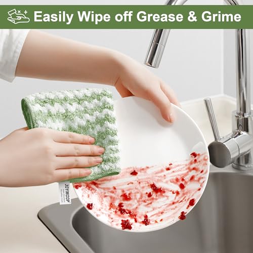 Microfiber Cleaning Cloth, 18 Piece Set, Small, Green - view 2