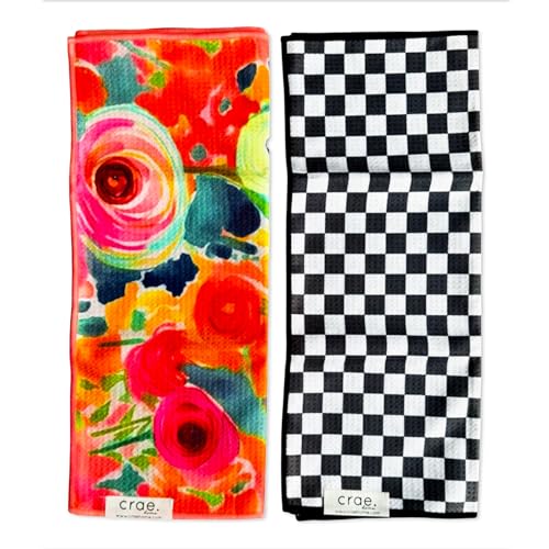 Microfiber Hand Towel & Washcloth Set, Double-Sided Waffle Weave Set of Two