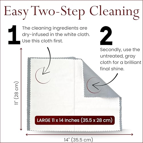 Pro Size Polishing Cleaning Cloth Made in USA for Gold, Silver, Platinum. Pure Cotton Eco Friendly Tarnish Remover Cleaner Large 11 x 14 Inch. Shines Jewelry Like New. Cleans Coins Watches Silverware - view 6