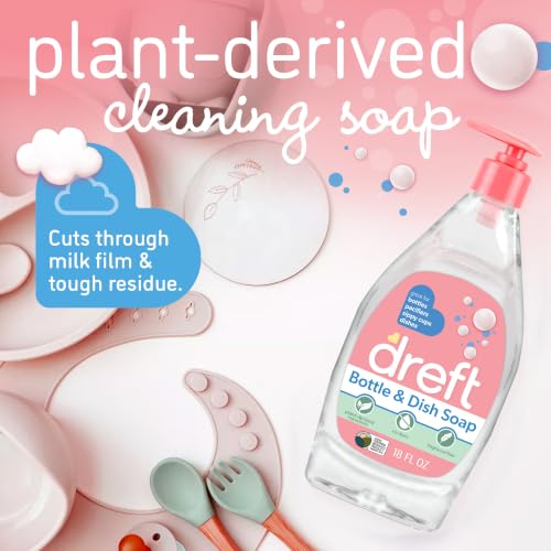Bottle and Dish Soap | Made to Clean Baby Bottles, Sippy Cups, Pacifiers, Breast Pumps, & More | Gently Removes Milk Film & Odors | Plant Based, Fragrance Free Dish Soap | 18 Fl Oz (Pack of 3) - view 3