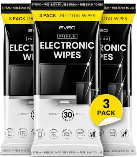 Electronic Wipes Screen Cleaner - Screen Wipes TV Screen Cleaner Wipes, Computer Screen Wipes, Laptop Screen Cleaner, ipad & Monitor Cleaner, Screen Cleaning Wipes - [90 Wipes + Microfiber Cloth]