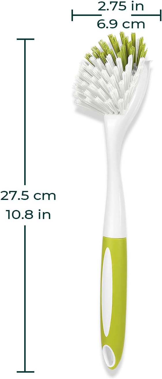 Dish brush with firm & stiff bristles for kitchen scrubbing, 2-pack, dish scrubber for pots pans sink cleaning, long comfortable grip, durable build for long-lasting - view 6