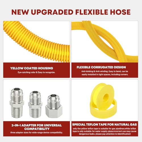 48" Gas Dryer Connector Kit, 5/8" OD 1/2" ID for Dryers Stove Water Heater - view 4