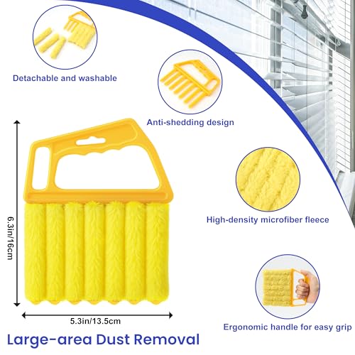Blind Cleaner Duster Tool - 3 Pcs 7 Fingers Anti-Shedding Window Blind Cleaner Tool, with High-Density Microfiber Fleece and Ergonomic Handle, Detachable and Washable - view 2