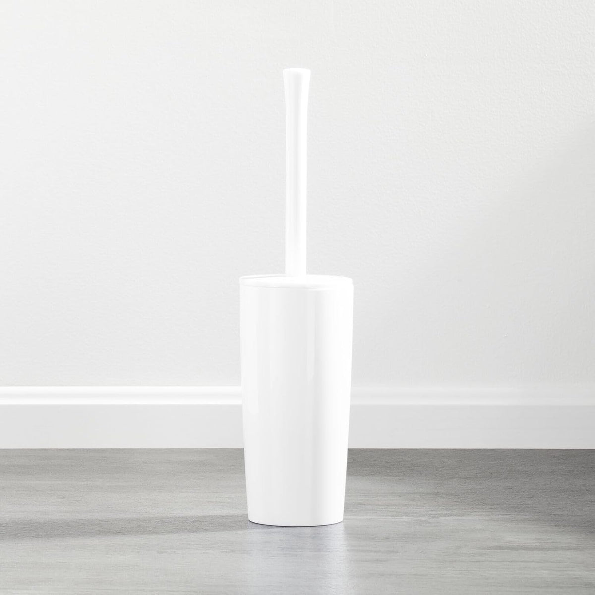 Slim Plastic Toilet Bowl Brush and Holder Set, Modern Compact Storage Organizer Cleaner Scrubber for Toilet - Heavy Duty Cleaning Plunger for Bathroom, Aura Collection - White - view 8