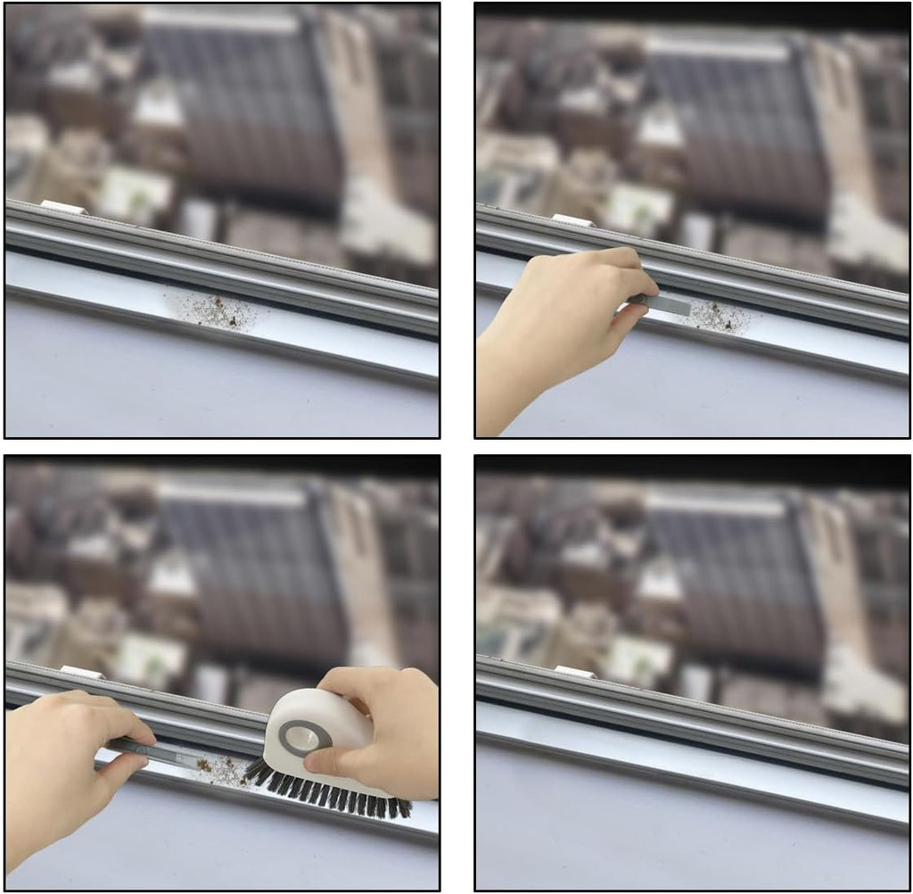 2pcs 2 in 1 Groove Crevice Cleaning Brush Window Track Cleaning Tools,Multifunction Grout Cleaner Tool Crevice Cleaning Brush with Hidden Scraper for Sliding Door Track,Window Sill,Window Seal - view 5
