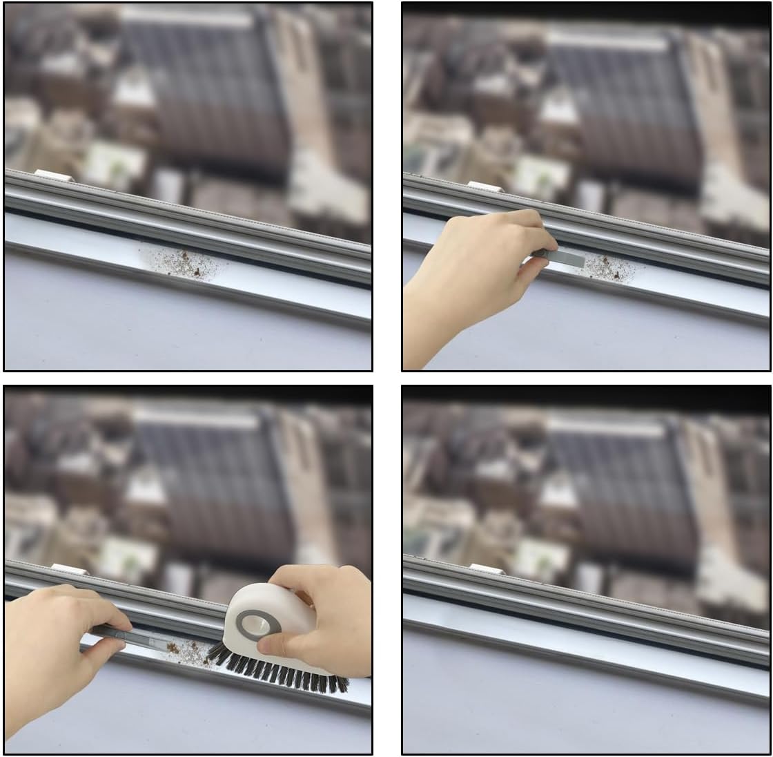 2pcs 2 in 1 Groove Crevice Cleaning Brush Window Track Cleaning Tools,Multifunction Grout Cleaner Tool Crevice Cleaning Brush with Hidden Scraper for Sliding Door Track,Window Sill,Window Seal - view 5