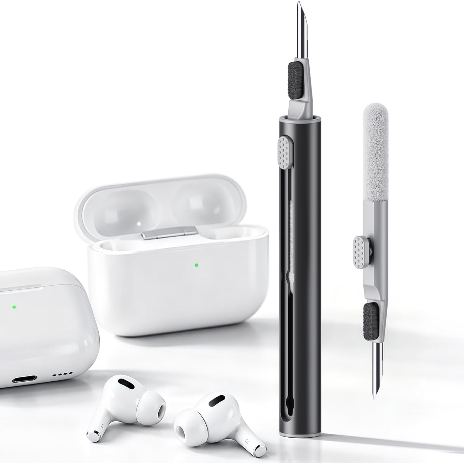 Cleaner kit for airpods pro 1 2 3 multi-function cleaning pen with soft brush flocking sponge for bluetooth earphones case cleaning tools black