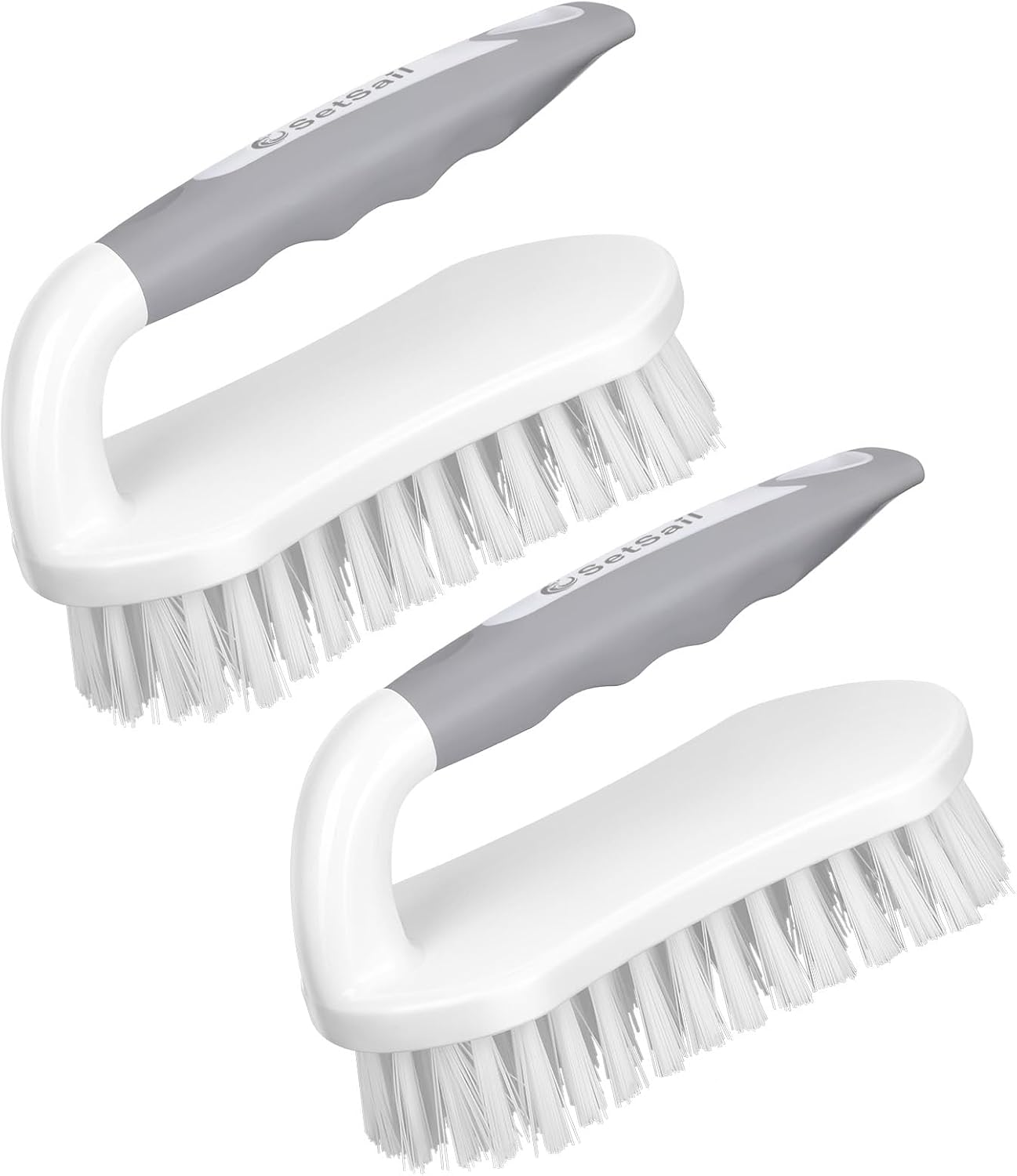 Scrub Brush, Heavy-Duty Scrub Brushes for Cleaning with Stiff Bristles Cleaning Brush for Shower, Bathroom, Carpet, Kitchen and Bathtub Scrubber - 2 Pack | Durable Bristles Ergonomic Non-Slip Tpr Grip. U-Style Hanging Loop for Storage. Use for Shower, Tub