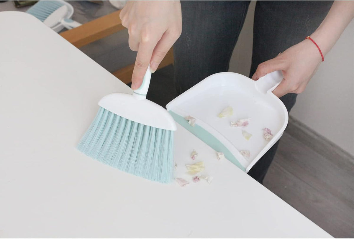 Mini broom and dustpan set - mini whisk set for desk, housekeeping, office, kitchen, pet nest, etc., daily cleaning necessity plastic mini dustpan set, pink - view 6