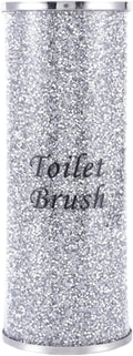 Silver Crushed Crystal Toilet Brush Holder, Bling Toilet Brush Holder for Home Toilet Bowl Cleaner Brush Bathroom Scrub Brush, 10.2" Height