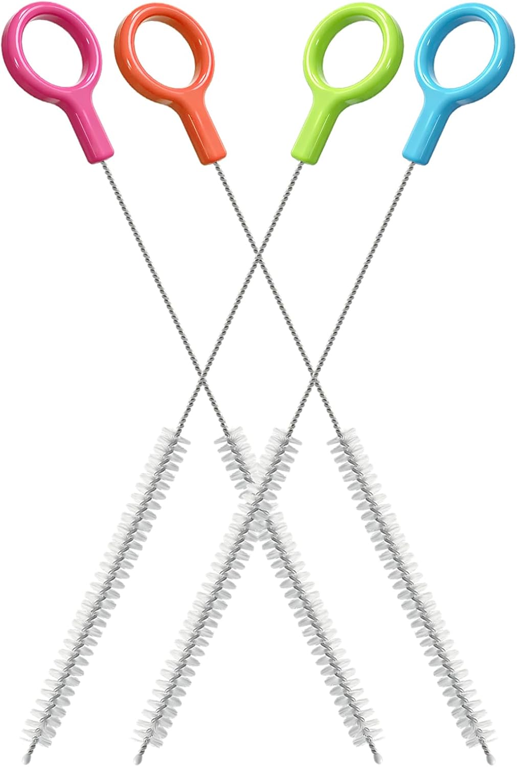 Straw Cleaner Brushes with Color Hanging Loop Used in Multiple Scenarios | Color-Coded for Better Organization, Easy to Find in Drawer, Multi-Purpose Cleaning, Dishwasher Safe, Durable Bristle