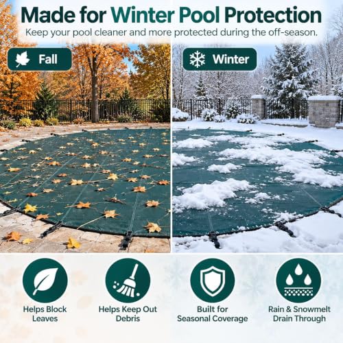 Round Inground Pool Cover for Concrete Wood Deck, Inlcude Installation Kit - view 6