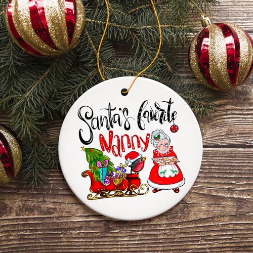 Santa’s Favorite Nanny Christmas Ornament, Babysitter Appreciation Gift - view 3
