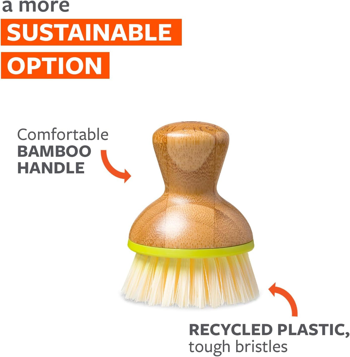 Bubbly palm brush, dish scrub brush for nonstick, green | Family-safe & formaldehyde-free, with an ergonomic handle for effortless cast iron, nonstick & sink cleanup - view 2
