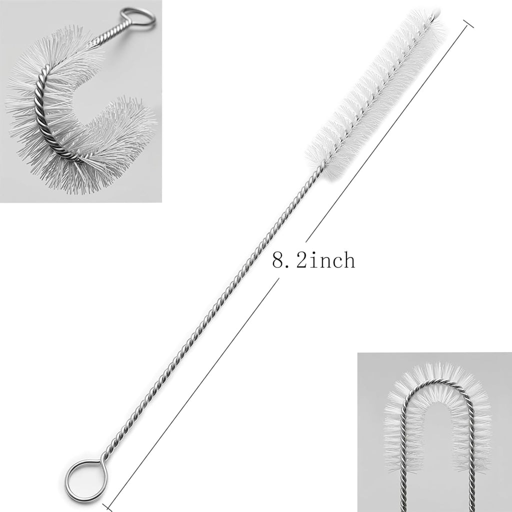 Straw brush cleaner (10 pack), flexible nylon pipe tube cleaning brushes with 0.4" bristles, rust-proof stainless steel reusable straw washers for standard tumblers, bottles & teapot spouts 8.2 inch - view 2