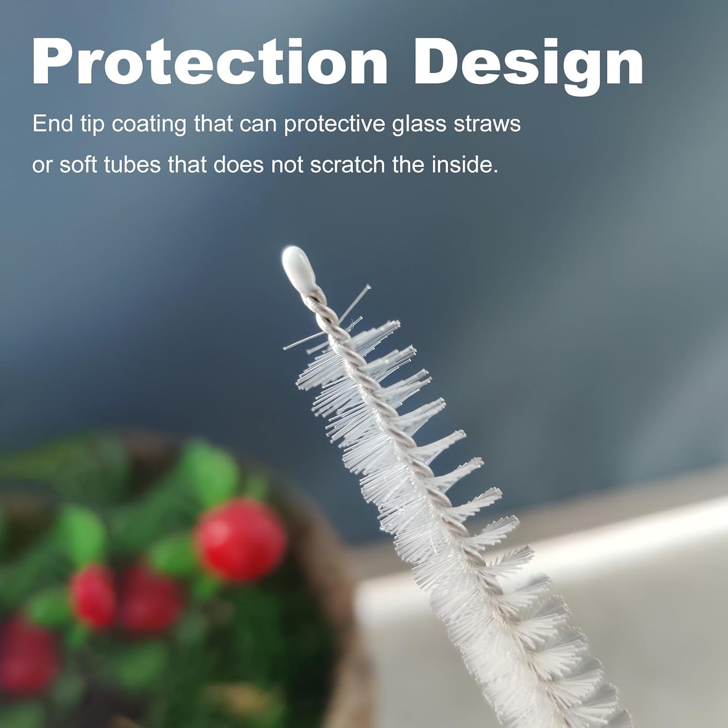 6 Pack straw cleaner brush, reusable extra long straw cleaner for 40/30/20 oz mug, 10mm wide drinking straws cleaning brush for sippy cup, water bottle and tubes - view 3