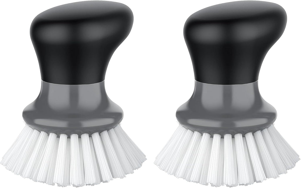 Dish Scrub Brush, Palm Brush Dish Scrubber, Gray, Pack of 2 | Kitchen Brushes for dishes, pans, pots, sink cleaning, palm scrubber, palm scrub brush, dish scrubber