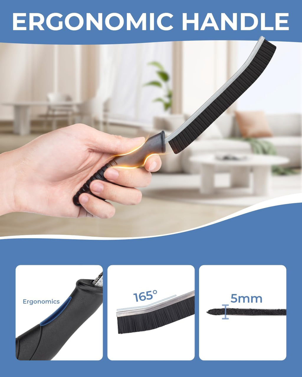 Crevice Cleaning Brushes, Cleaner Scrub Brush Tool for Crevice | Hard to Reach Tight Space, Home Essentials, Cleaning Supplies for Shower, Bathroom, Kitchen, Toilet, Window - view 6