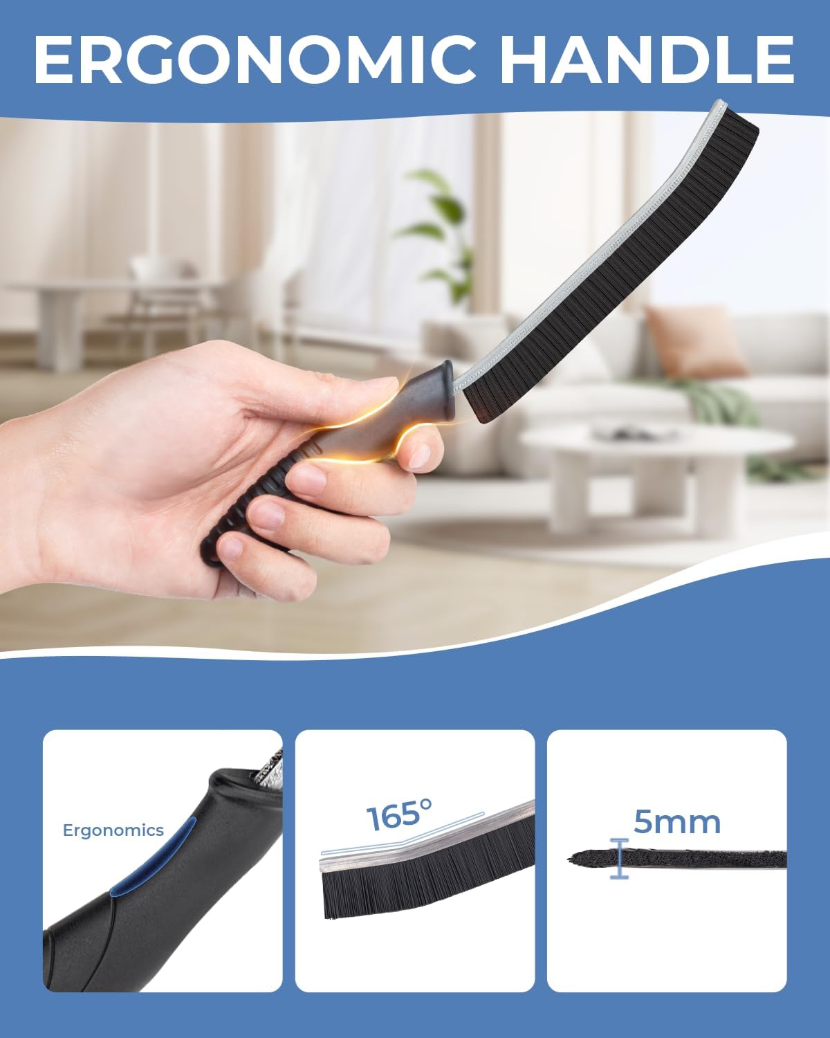 Crevice Cleaning Brushes, Cleaner Scrub Brush Tool for Crevice | Hard to Reach Tight Space, Home Essentials, Cleaning Supplies for Shower, Bathroom, Kitchen, Toilet, Window - view 6