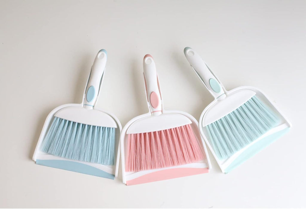 Mini broom and dustpan set - mini whisk set for desk, housekeeping, office, kitchen, pet nest, etc., daily cleaning necessity plastic mini dustpan set, pink - view 5