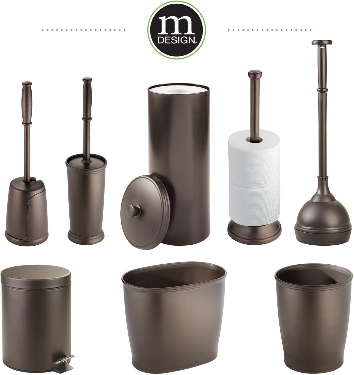 Toilet Bowl Brush and Holder - Covered Bathroom Toilet Brush - Standing Toilet Bowl Scrubber in Modern Holder - Compact, Space Saving, Deep Cleaning Brush for Toilet - Hyde Collection - Bronze - view 8