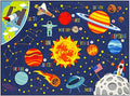5x7 Outer Space Solar System Toy Car Road Rug – Educational Play Mat Carpet for Kids, Toddlers, Nursery, Classroom, Playroom, Baby Daycare