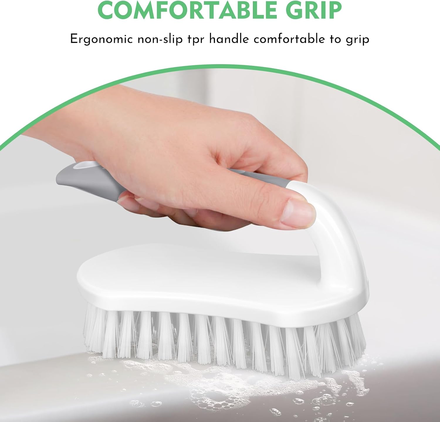 Scrub Brush, Heavy-Duty Scrub Brushes for Cleaning with Stiff Bristles Cleaning Brush for Shower, Bathroom, Carpet, Kitchen and Bathtub Scrubber - 2 Pack | Durable Bristles Ergonomic Non-Slip Tpr Grip. U-Style Hanging Loop for Storage. Use for Shower, Tub - view 3