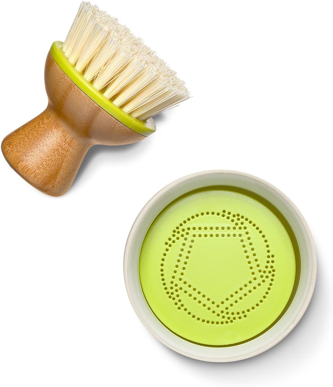 Bubbly palm brush, dish scrub brush for nonstick, green | Family-safe & formaldehyde-free, with an ergonomic handle for effortless cast iron, nonstick & sink cleanup - view 6