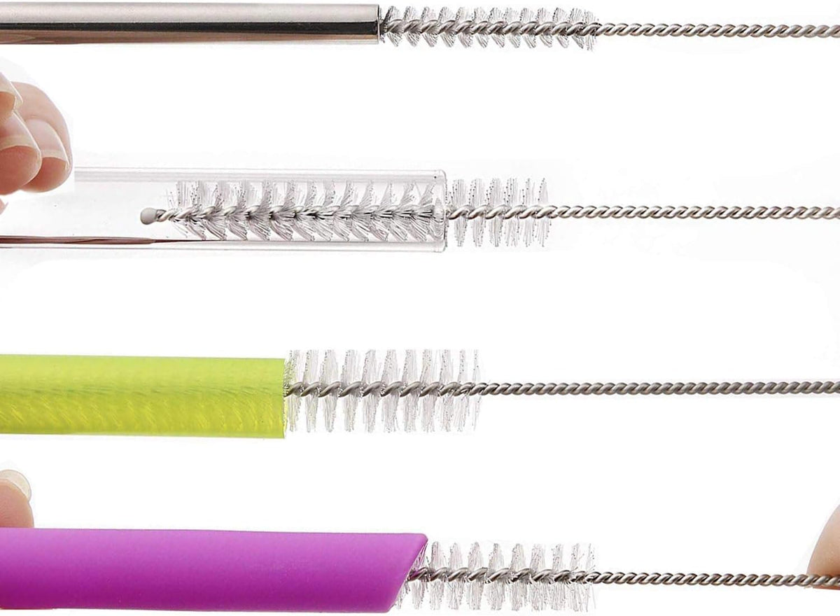 Straw brush cleaner (10 pack), flexible nylon pipe tube cleaning brushes with 0.4" bristles, rust-proof stainless steel reusable straw washers for standard tumblers, bottles & teapot spouts 8.2 inch - view 3