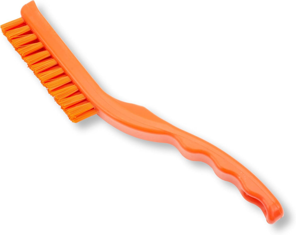 Detail Brush Set - Grout & Crevice Brushes with Hanging Hole for Bathroom, Kitchens & Countertop, Plastic, 9 Inches, Orange
