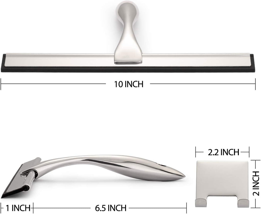 All-Purpose Shower Squeegee for Shower Doors, Bathroom, Window and Car Glass - Stainless Steel, 10 Inches - view 2