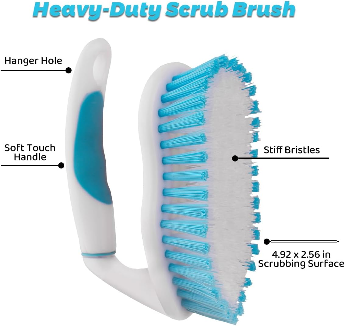 3 Pack Scrub Brush Set, Heavy-Duty Scrub Brushes for Cleaning Bathroom | Stiff Bristles Grout Scrubbing Brush with Handle, Cleaning Brushes for Shower, Bathtub, Kitchen, Floor, Tub, Tile, Sink - view 3