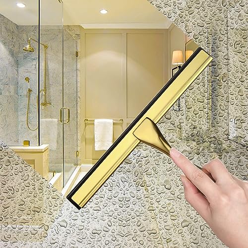 All-Purpose Shower Squeegee for Shower Doors, Bathroom, Window and Car Glass - Brass, Stainless Steel, 12 Inches - view 3