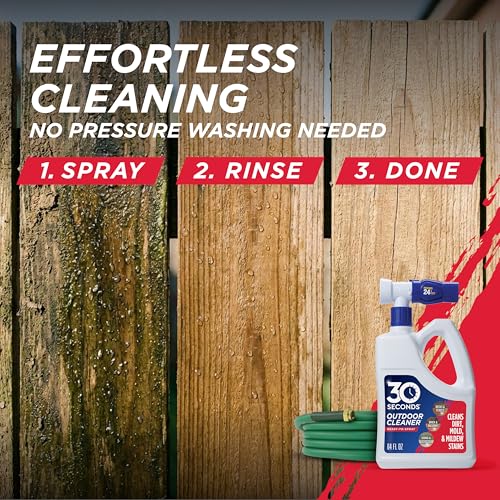 Outdoor Cleaner | Cleans Moss Stains from House, Vinyl Siding, Deck, Patio, Fence - 3 Capped Bottles, 1 Hose End Spray Attachment (64 Fl Oz (Pack of 3) - view 4