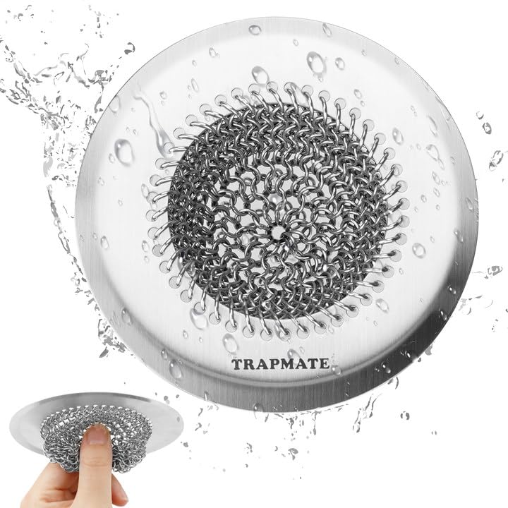 Kitchen Sink Drain Strainer, 4.4" Reversible Chain Mesh Basket
