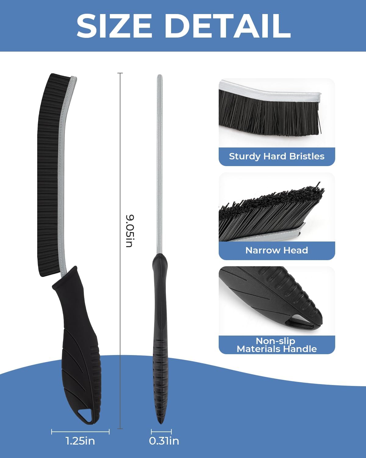 Crevice Cleaning Brushes, Cleaner Scrub Brush Tool for Crevice | Hard to Reach Tight Space, Home Essentials, Cleaning Supplies for Shower, Bathroom, Kitchen, Toilet, Window - view 7