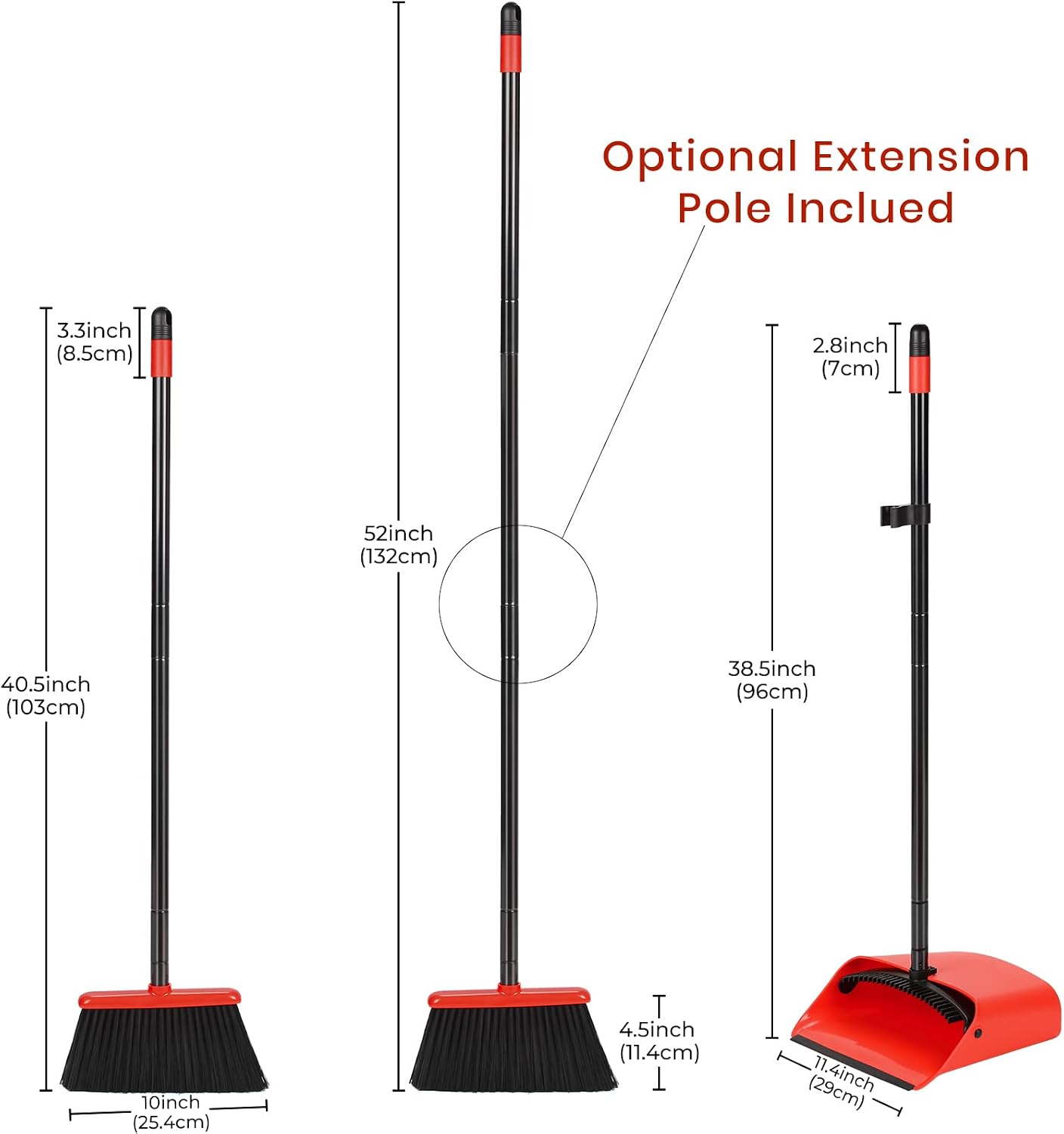 Broom and Dustpan Set, 52 inch Broom and Dust Pan Combo for Home - view 4