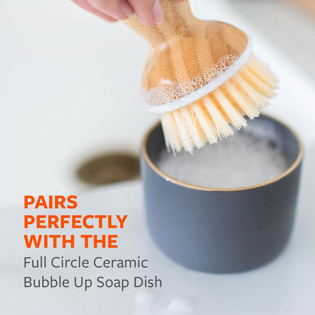 Bubbly Palm Brush – Family Safe, Formaldehyde-Free – Ergonomic Palm Scrubber with Handle for Kitchen Cleaning, Dish Scrub Brush for Nonstick, Cast Iron & Sink, White - view 5