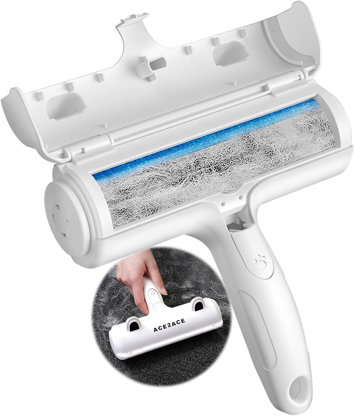 Pet hair remover, reusable lint roller for cat and dog hair, white, self clean cat hair remover with dust bin, dog hair remover for couch, furniture, carpet, sofa and bedding