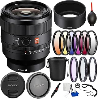 Sony FE 50mm f/1.4 GM Lens Bundle with 3-Piece Filter Kit, 6-Piece Graduated Color Filters, Medium Lens Pouch, Cap Keeper, Cleaning Kit & Starter Accessories for Sony E-Mount (Renewed)