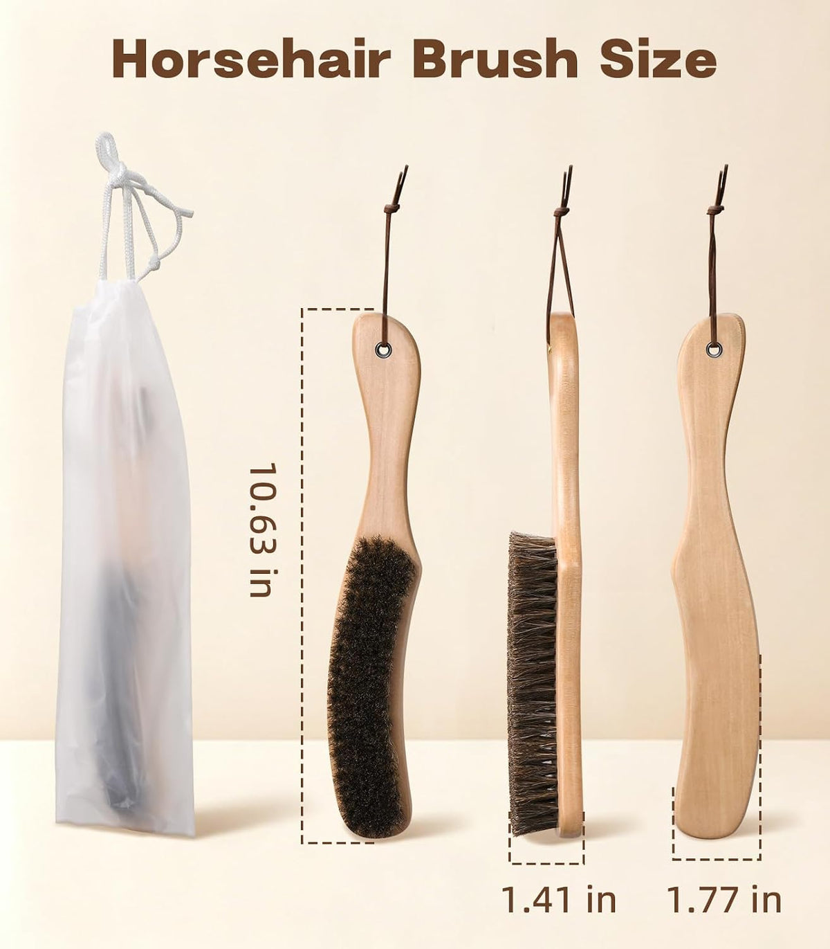 Cowboy Hat Brush Kit with Sponge Cleaning for Felt, Clothes, Shoes, 2 Pack | 100% horsehair, Lint brush Removes Dust, Pet Hair for Suede, Hats, Wool Coats, Suits, Furniture with Wood Handle Storage Bag - view 4