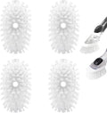 Brush refills for dish brush, 4 pack dish brush cleaning soap dispensing head replacement for scrubber (white)