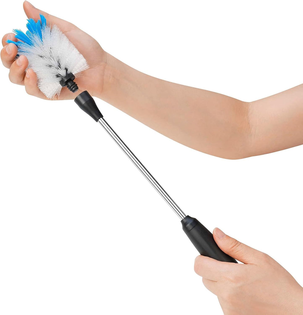 Stainless Steel Bottle Brush with Replaceable Head, 13 in - 15 in | 2 Pack, White, Long Handle Scrubbing Brush for Water Bottles, Glasswares, Mugs, Flasks, Tumblers, Vases, and Kitchen Sink - view 4