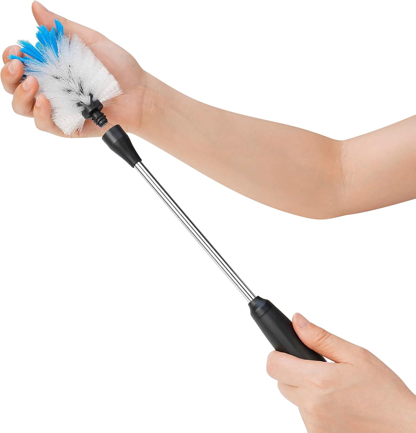 Stainless Steel Bottle Brush with Replaceable Head, 13 in - 15 in | 2 Pack, White, Long Handle Scrubbing Brush for Water Bottles, Glasswares, Mugs, Flasks, Tumblers, Vases, and Kitchen Sink - view 4