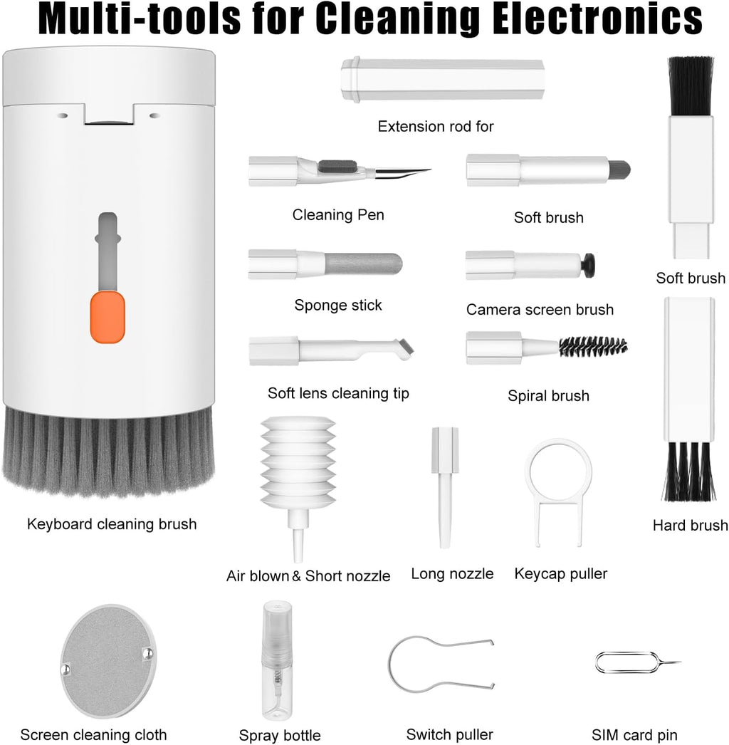 20 in 1 Multifunctional Cleaner Kit for Electronic Devices (White) | Keyboard Cleaning Brush, Headphones Cleaner Kit for AirPods, Multi-Tool for Cleaning Laptop, Earbuds, Camera, Cellphones - view 7