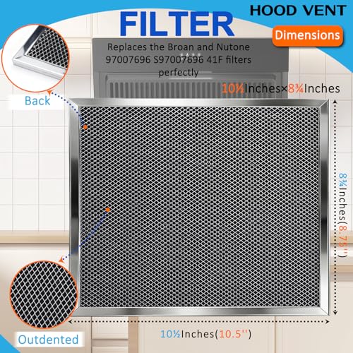 2-Pack 97007696 Range Hood Grease Filters, 8.75" x 10.5" x 0.4" - Upgraded Stainless Steel Frame & Aluminum Mesh Charcoal Combo, Compatible with Bro.an Range Hood (Replaces 97005687 & 6105C) - view 3