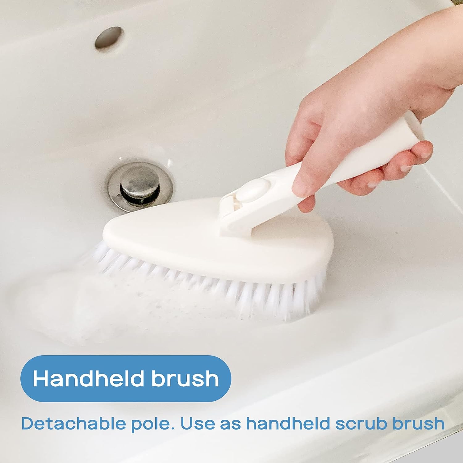 Shower scrubber cleaning brush combo bath tub tile cleaner scrubber brush with 51'' adjustable long handle scrub brush for bathroom shower bathtub wall mop cleaning scrubbing - view 5