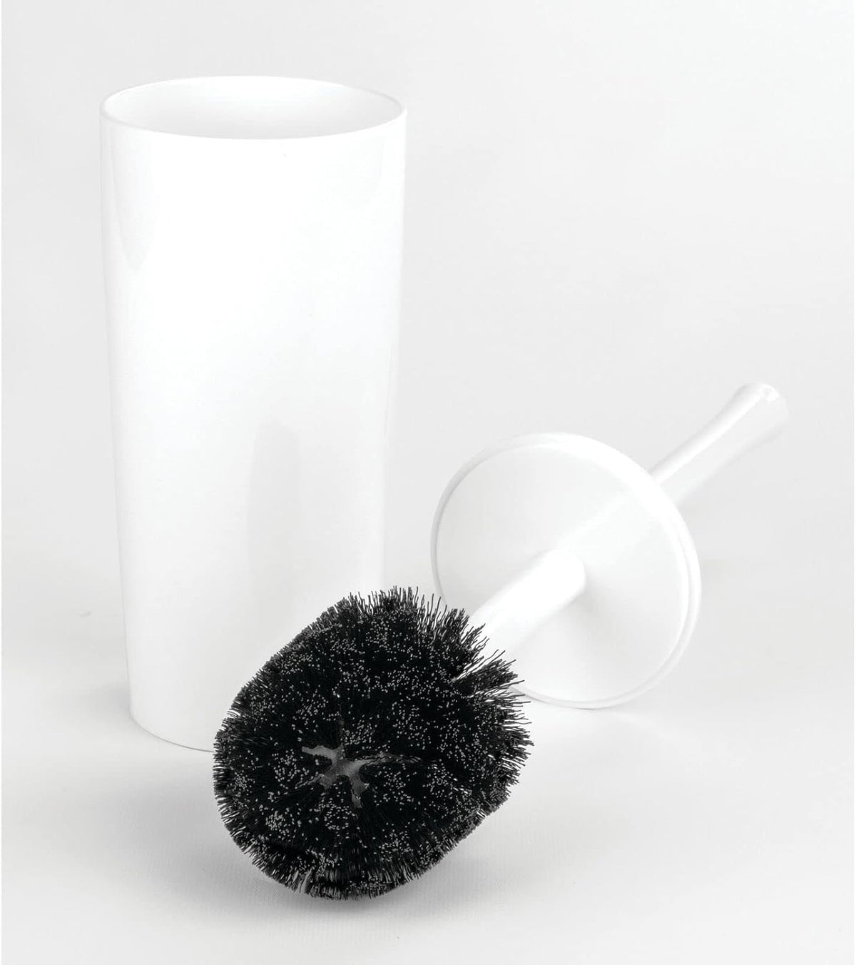 Slim Plastic Toilet Bowl Brush and Holder Set, Modern Compact Storage Organizer Cleaner Scrubber for Toilet - Heavy Duty Cleaning Plunger for Bathroom, Aura Collection - White - view 6